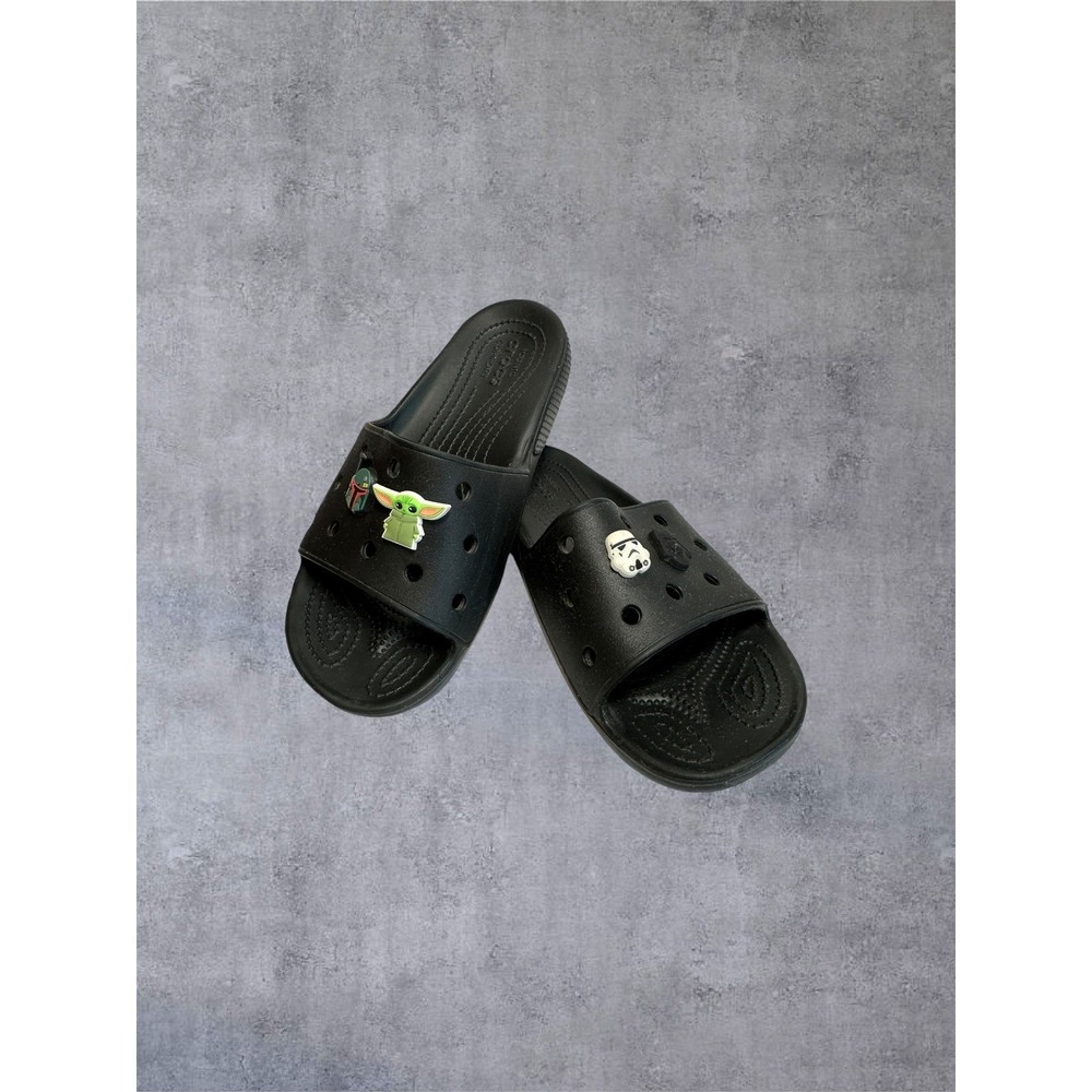 Crocs Iconic Comfort Black Rubber Slides Sandals Men's 9 Women's 11 Starwars